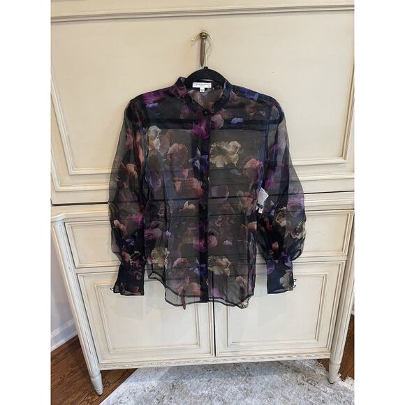 NWT $300 Equipment Boleyn 100% Silk Sheet Floral Button Front Blouse Small - Picture 4 of 13